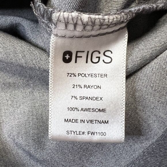 Figs Technical Casma Short Sleeve Scrub Top Gray Womens Medium 3 Pocket FW1100 - Picture 8 of 9